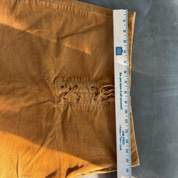 SO Women's Cordaroy Lace up Mustard Yellow Mini Skirt Size 11/30 Punk Fall - Picture 7 of 9